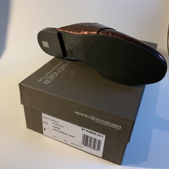 Kennel & Schmenger Tara Metallic Leather Flat Mule Slip-On Loafers Luxury Shoes - Picture 12 of 13